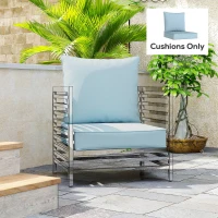 Outsunny Outdoor Seat and Back Cushion Set, 63L x 55W x 15Dcm Patio Deep Seating Chair Fade Resistant Replacement Cushion, Light Grey(m-9)
