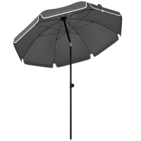 Outsunny 1.8 m Beach Umbrella Parasol with Sand Anchor, Portable 30° Tilting Patio Sun Shade with Adjustable Height, Dark Grey
