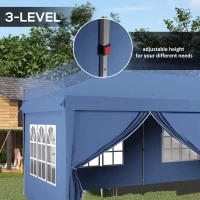 Outsunny 3 x 6m Pop-Up Gazebo, with Curtain Walls and Windows - Blue(m-7)