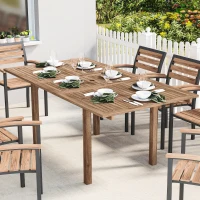 Outsunny Extending Garden Table, Outdoor Dining Table for 6-8 with Acacia Wood Slatted Tabletop for Balcony Porch(m-2)