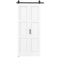 HOMCOM Porta Deslizante Dobrável com Ferragens 91,4x213,4 cm com Roldana Trilho de Aço Guia de Piso Puxador Branco(m-1)