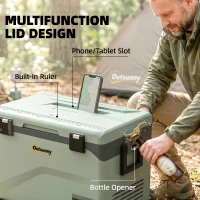 Outsunny 42.5L Compressor Car Fridge Freezer, Camping Refrigerator with App Control, 20℃-20℃(m-8)