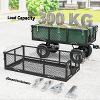 Outsunny 114L Steel Frame Garden Cart Trolley - Green(m-7)
