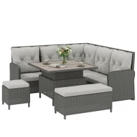 Outsunny 6 Pieces Outdoor PE Rattan Garden Furniture, Patio Wicker Sectional Conversation Corner Sofa(m-11)