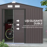 Outsunny Casă de Grădină cu 2 Uși Glisante și 4 Ventilații din Oțel, 322x277x192 cm, Maro(m-5)