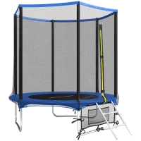SPORTNOW Trampoline Extérieur Ø183 cm pour Enfants et Adultes +6 Ans avec Filet de Sécurité Échelle 2 Marches Bleu