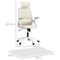 Vinsetto Conjunto de Cadeira de Escritório com Função de Baloiço Altura Ajustável Apoio de Cabeça Regulável Bege e 1 Tapete Protetor 90x120 cm Transparente(m-3)