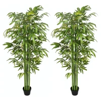 HOMCOM Conjunto de 2 Plantas Artificiais Bambus Artificiais para Interiores e Exteriores Ø17x180 cm Verde(m-11)