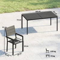 Outsunny 7 Pieces Outdoor Dining Set, Patio Table and Chairs for 6, Garden Dining Furniture Set with Slatted Tabletop(m-3)