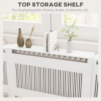 Rozkładana osłona na grzejnik z półką, lamelowa, biała(m-5)