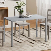 HOMCOM 120cm Dining Table, Rectangle 4 Seater Kitchen Table with Tempered Glass Top and Metal Legs, Grey(m-2)
