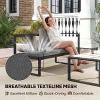 Outsunny 4 Piece Garden Furniture Set, Garden Sofa Set with 2 Loveseats, Armless Chair, Coffee Table for Balcony, Dark Grey(m-5)