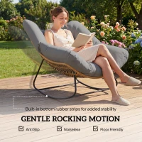 Outsunny Indoor Outdoor Rocking Chair, Oversized Rocking Egg Chair with Cushion for Living Room, Garden, Patio, Grey(m-6)
