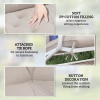 Outsunny Garden Bench Cushion, 2 Seater Swing Chair Cushion, Seat Pad with Ties for Indoor and Outdoor Use, 110 x 120 cm(m-6)