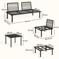 Outsunny Set Lounge da Giardino 5-6 Persone con Divano 2 Posti, 2 Sedie, Poltrona Angolare Tavolo a Listelli e Poggiapiedi(m-3)