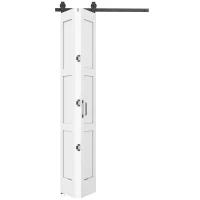 HOMCOM Porta Deslizante Dobrável com Ferragens 91,4x213,4 cm com Roldana Trilho de Aço Guia de Piso Puxador Branco(m-7)