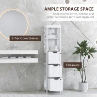 HOMCOM Szafka łazienkowa z 2 otwartymi półkami, nowoczesny design(m-4)