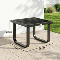 Outsunny Outdoor Garden Coffee Table, Rectangle Metal Side Table with Tempered Glass Tabletop, Adjustable Foot Pads(m-3)