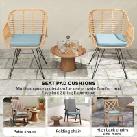 Outsunny Set of 6 Chair Cushion Seat Pads Dining Chair w/ Straps, Indoor Outdoor Removable Tie On Garden Patio, Light Grey(m-6)