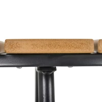 Outsunny Round Outdoor Side Table Adjustable Leg Pads Garden Table 49 x 49 x 48 cm Natural Wood & Black(m-9)