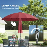 Outsunny 2 m Shanghai Garden Parasol Umbrella with 16 Fibreglass Ribs, Outdoor Parasol Sun Shade with Crank & Tilt, Wine Red(m-6)