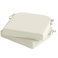 Outsunny Outdoor Chair Seat Cushions Set of 2, Garden Chair Cushions with 7cm Thick Foam & Ties, Cream White(m-11)