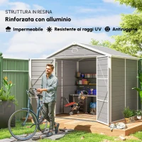 Outsunny Casetta da giardino, 4,1 m², con tetto a due falde, 240 x 190 x 180/228 cm, Grigio(m-4)