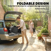 Outsunny Folding Garden Chairs Set of 2, Foldable Garden Dining Chairs with High Back, Armrests, Texteline Seat, Black(m-5)