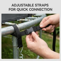 SPORTNOW 4Pcs Trampoline Anchor Kit, 32 cm Galvanised Trampoline Stakes, Spiral Ground Anchors with Triangle Head, Straps(m-7)