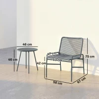 Outsunny 3 Piece Rattan Bistro Set, Outdoor Garden Furniture Set with 2 Chairs, Round Coffee Table for Patio, Balcony, Dark Grey(m-3)