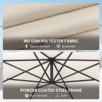Outsunny 3 m Overhanging Cantilever Parasol, with Cross Base - Cream White(m-5)