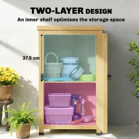 Outsunny Wooden Garden Shed, Garden Tool Storage Shed with Metal Top and Shelf, Light Brown(m-4)