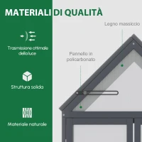 Outsunny Mini Serra 3 Ripiani Orto Piante con Tetto Apribile Doppie Porte, in Legno Policarbonato, Resistente alle Intemperie, 70.5 x 42 x 132 cm, Naturale(m-4)