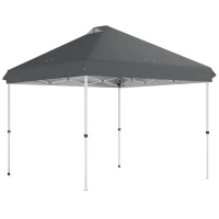 Outsunny 3 x 3 m Pop Up Gazebo with Wheels, UPF50+ One-Touch Outdoor Garden Party Tent Marquee Wedding Awning Canopy, Dark Grey(m-1)