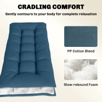 Outsunny Sun Lounger Cushion, Memory Foam Patio Chair Cushion with Ties, Outdoor Seat Pad Fits 190 x 60 cm Lounger, Blue(m-5)