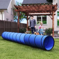 PawHut Dog Tunnel, 500 x 60 cm, Foldable Play Tunnel with 6 Pegs and Bag, Tear-Resistant Outdoor Dog Agility Equipment, Blue(m-8)