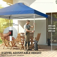 Outsunny Pop Up Gazebo Waterproof Height Adjustable Canopy with 3 Sidewalls Wheeled Bag for Parties 3 x 3 m Dark Blue(m-7)