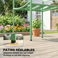 Outsunny 3‑teiliges Garten-Bistro-Set - Tisch mit gehärteter Glasplatte und 2 Lattenstühlen, verzinkter Stahlrahmen, Grün(m-4)