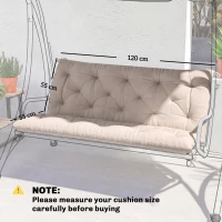 Outsunny Garden Bench Cushion, 2 Seater Swing Chair Cushion, Seat Pad with Ties for Indoor and Outdoor Use, 110 x 120 cm(m-3)