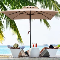 Outsunny Chapéu de Sol de Aço com Teto Duplo Chapéu de Sol com Sistema de Polia Mastro Desmontável 300x300x297cm Bege(m-8)