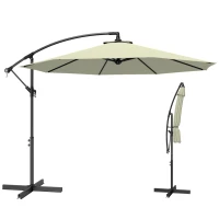 Outsunny 3m Overhanging Cantilever Parasol, with Cross Base - Beige(m-11)