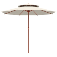 Outsunny 2.7 m Garden Parasol with Double Top Outdoor Market Table Umbrella with Crank System, Cream White