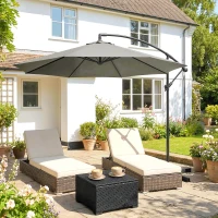 Outsunny 3m Overhanging Cantilever Parasol, with Cross Base - Light Grey(m-9)