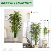 HOMCOM Conjunto de 2 Plantas Artificiais Bambus Artificiais para Interiores e Exteriores Ø17x180 cm Verde(m-5)