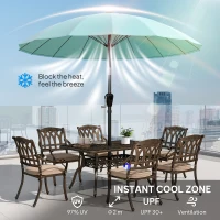 Outsunny 2 m Shanghai Garden Parasol Umbrella with 16 Fibreglass Ribs, Outdoor Parasol Sun Shade with Crank & Tilt, Turquoise(m-4)