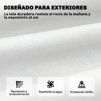 Outsunny Cojín para Banco Exterior con Correas de Sujeción Protección UV50+ Rebote Lento Interior Exterior 198x65x13 cm Crema(m-6)