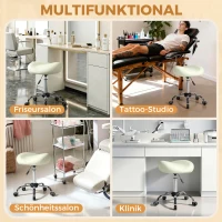 HOMCOM Zadelstoel, in hoogte verstelbare rolstoel met PU-leer voor massage, spa, kliniek, beauty en tattoo, Cremeweiß(m-7)