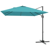 Outsunny Patio Offset Parasol Umbrella - Blue(m-11)
