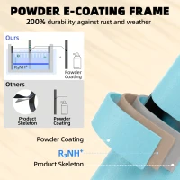 Outsunny Folding Garden Bistro Set, Outdoor Round Bistro Table and Chairs Set 2 with Electrophoresis Metal Frame, Light Blue(m-4)