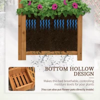 Outsunny Wooden Planter with Corner Trellis, Freestanding Raised Garden Bed with Drainage Bottom, Outdoor Planter Box, Brown(m-5)